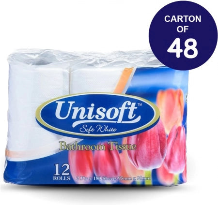 Carton of 48 Finesse Unisoft Bathroom Tissue 2 Ply - 180 Sheets/Roll - 12/Pack (Standard Option)