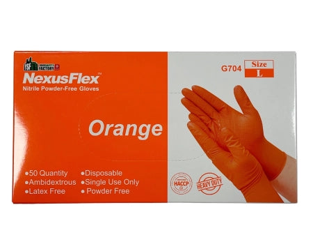 Carton of 10 Boxes YSF Nexus Flex Orange 8.0g Heavy Duty Nitrile Disposable Gloves