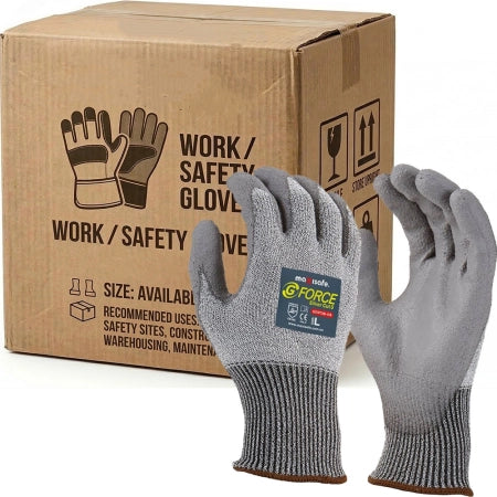 Carton of 120 Pairs G-Force Cut Resistant Gloves Level E PU Coated