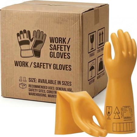 Carton of 10 Pairs Maxisafe Electrical Insulating Gloves Class 0 1000V - Size 8