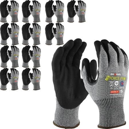 Carton of 120 Pairs G-Force Cut Resistant Gloves Level F Nitrile Coated