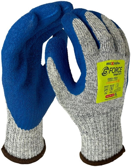 Carton of 120 Pairs G-Force Grippa Cut Resistant Gloves Level F Latex Coated
