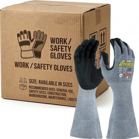 Carton of 120 Pairs G-Force Cut Resistant Gloves Level D Extra Long Cuff 36cm
