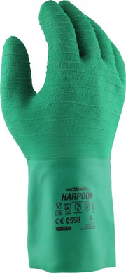 Maxisafe Harpoon Green Latex Gauntlet