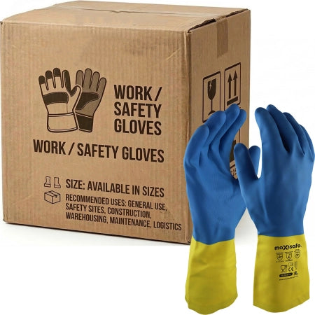 Carton of 60 Maxisafe Neoprene Over Latex Chemical Resistant Gloves 30cm