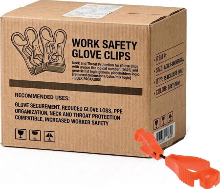 Carton of 100 Packs Maxisafe Hi-Vis Orange Glove Clips