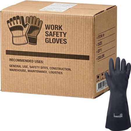 Carton of 24 Pairs Salerno Black Neoprene Gloves 380mm Heat Resistant Cotton Lined Size 9
