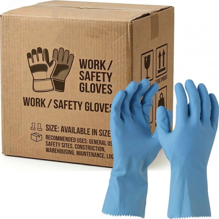 Carton of 144 Pairs Maxisafe Blue Latex Silverlined Gloves 33cm - Size 6-6.5