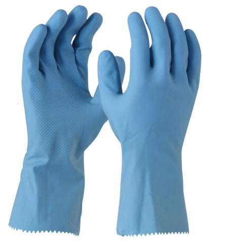 Carton of 144 Pairs Maxisafe Blue Latex Silverlined Gloves 33cm - Size 6-6.5