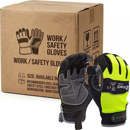 Carton of 120 Pairs G-Force Hi-Vis Mechanics Gloves Full Finger