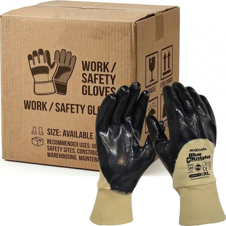 Carton of 120 Blue Knight Nitrile 3/4 Dipped Gloves Knit Wrist