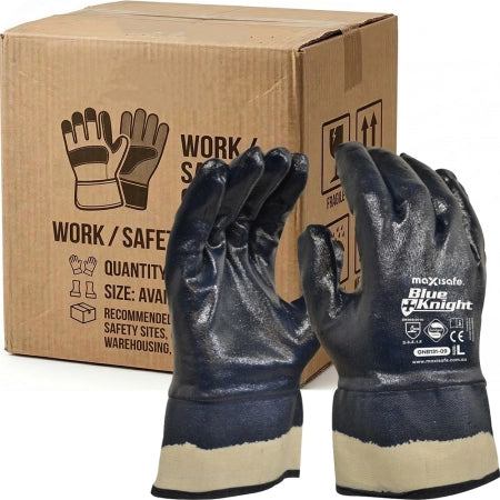 Carton of 144 Pairs Blue Knight Heavy Duty Fully Dipped Gloves