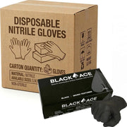 Carton of 900 pcs Black Ace Black Nitrile Disposable Gloves Unpowdered Heavy Duty - 2