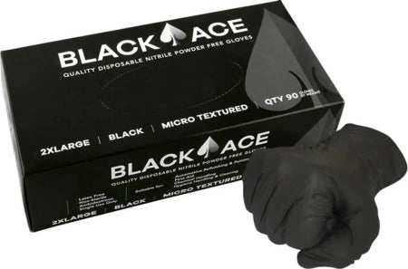 Black Ace Disposable Nitrile Gloves Powder Free GNB205 Box of 100
