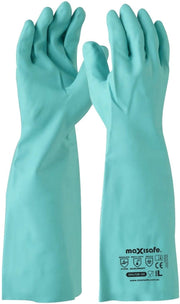 Carton of 72 Maxisafe Nitrile Chemical Gloves Extended 46cm - Medium