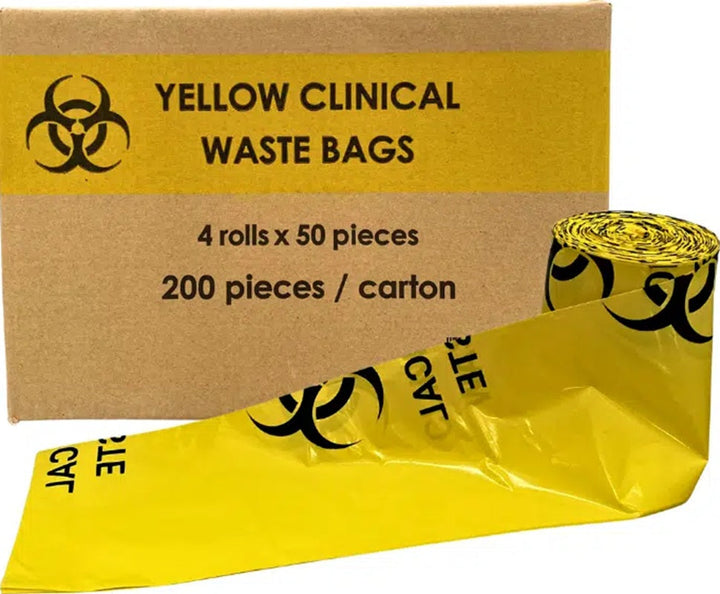 200/Carton 54L-65L Yellow Clinical Waste Bags LDPE 35 micron