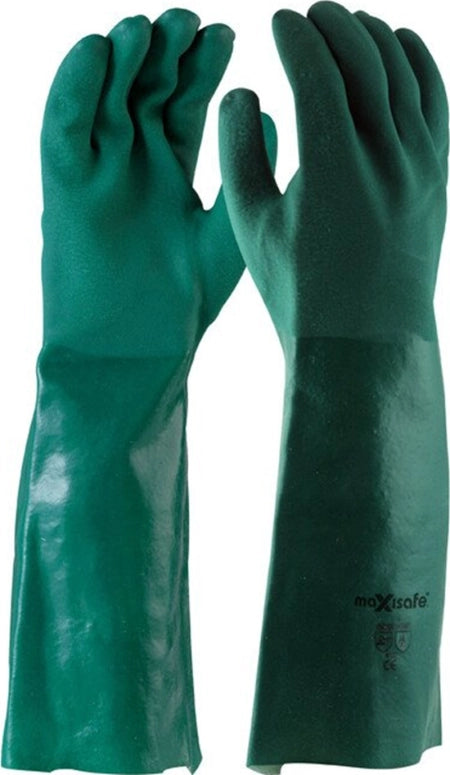 Maxisafe Green Double Dipped PVC Gauntlet 45cm GPD134-45
