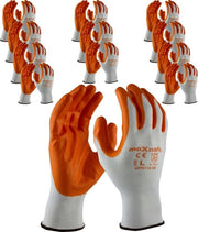 Maxisafe Orange Nitrile Coated Polyester Glove, Pack of 5 Pairs