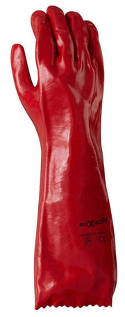 Carton of 60 Maxisafe Red PVC Gauntlet Gloves 45cm