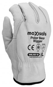 Maxisafe Polar Bear Rigger Beige A Grade Premium Cow Leather Gloves GRL155