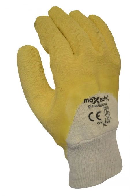 Maxisafe Premium Yellow Latex Coated Glass Gripper Glove - Large