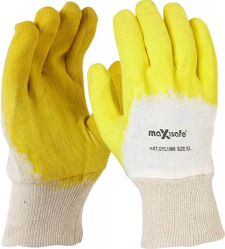 Maxisafe Economy Yellow Latex Glass Gripper Glove - Large
