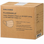 Carton of 4 HALYARD FLUIDSHIELD* Level 1 Procedure Mask with SO SOFT* Lining and SO SOFT* Ear Loops, Blue