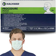 HALYARD Procedure Mask, Pleat-Style with Ear Loops, Blue (50 Masks/Box)