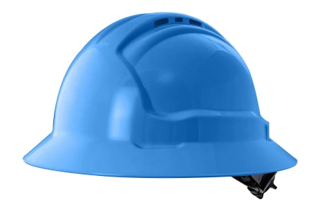 Carton of 10 pcs Tuffgard Blue Full Brim Hard Hat Ratchet Harness Vented