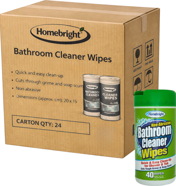 Carton of 24 HomeBright Bathroom Cleaner Wipe