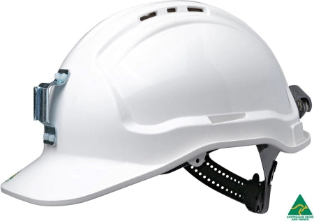 Maxisafe Tuffgard Vented Hard Hat with Sliplock Harness and Plastic Lamp Bracket