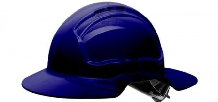 Carton of 10 Packs Maxisafe Blue Broad Brim Vented Hard Hat Ratchet Ventilated Head Protection