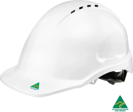 Maxisafe Vented Safety Hard Hat Ratchet Harness - White