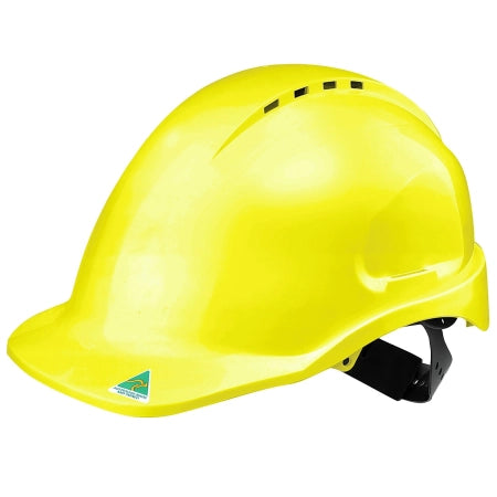 Maxisafe Vented Hard Hat - Sliplock Harness - Fluoro Yellow