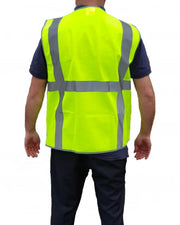 Safety Hi Vis Vest Day/Night H Pattern Yellow One Size Fits All Adjustable Velcro