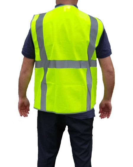 Safety Hi Vis Vest Day/Night H Pattern Yellow One Size Fits All Adjustable Velcro