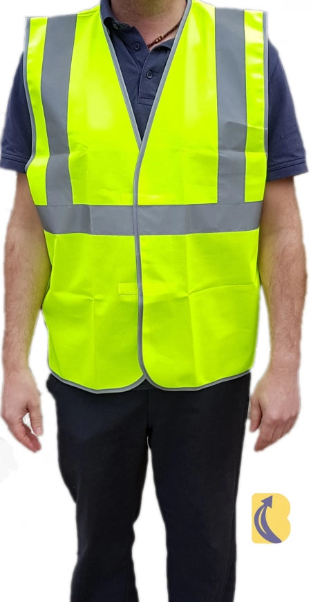 Safety Hi Vis Vest Day/Night H Pattern Yellow One Size Fits All Adjustable Velcro
