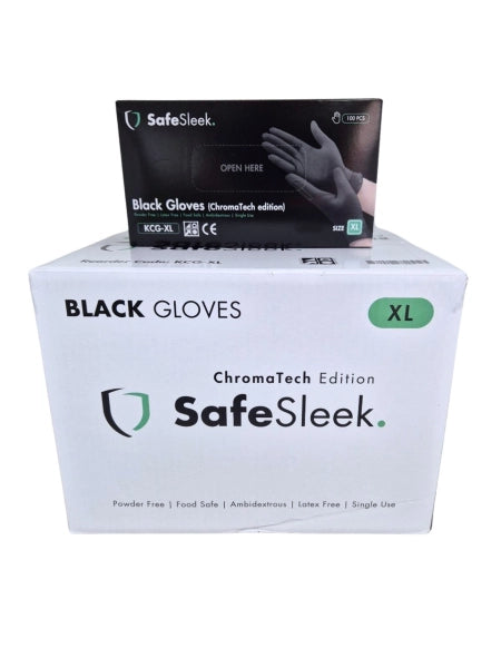 Carton of 1000 pcs ChromaTech Black Nitrile Blend Gloves 5g Powder Free