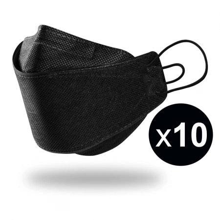10 Pack KF94 Black 4-Layer Face Masks With Earloops