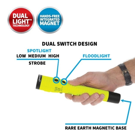 Maxisafe Dual-light Flashlight with Tail Magnet Rechargeable - Intrinsically Safe