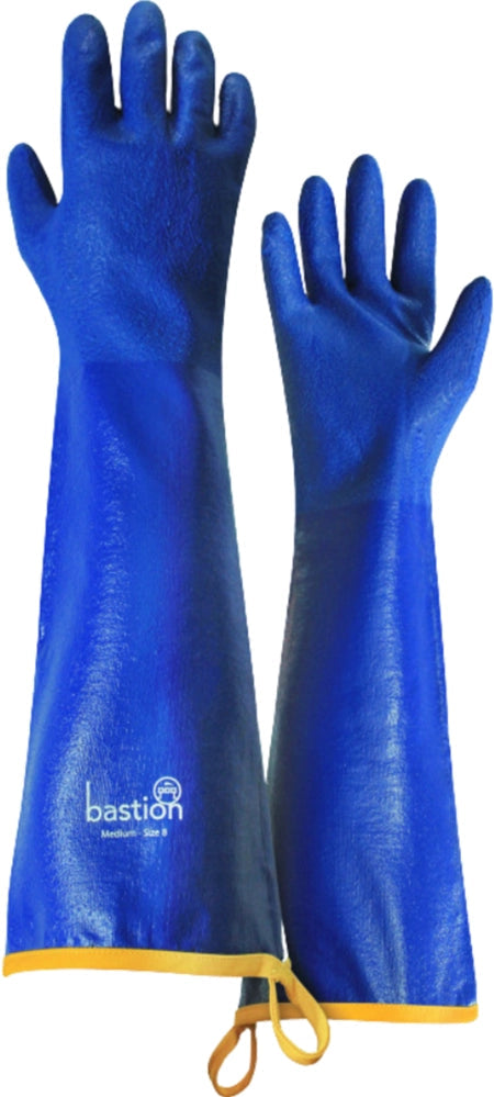 Pack of 6 Bastion Almada Nitrile Gloves 500mm Blue Rough Grip - Medium (Size 8)