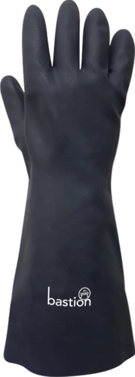 Pack of 6 Bastion Salerno Black Neoprene 380mm Heat Resistant Cotton Lined Gloves - Large (Size 9)