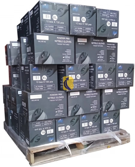 Pallet of 840 boxes MasterMed Deluxe Black Nitrile Gloves 6g Heavy Duty Powder Free Latex Free
