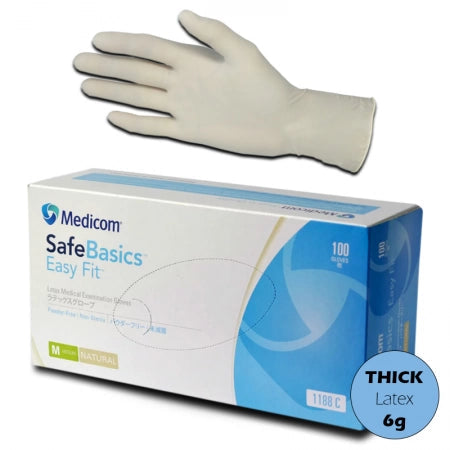 100pcs Medicom SafeBasics Easy Fit Latex Medical Examination Powder Free 6.0g