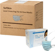 Carton of 6 SofSkin Level 3 Anti-Fog Tie On Face Masks - Blue