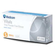 100pcs Medicom Vitals Vinyl Gloves, 4.5g, Powder Free
