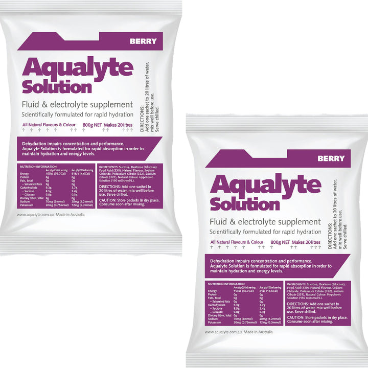 Box of 10 Maxisafe Aqualyte Electrolyte Powder Berry Flavoured Sachets 800g