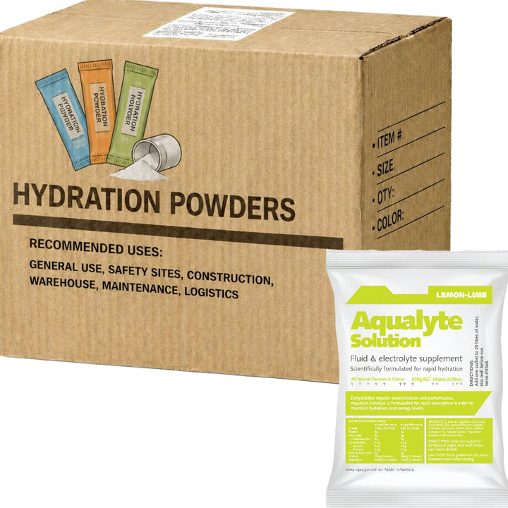 Carton of 20 Packs Aqualyte Lemon Lime Electrolyte Powder Sachets 800g x 10