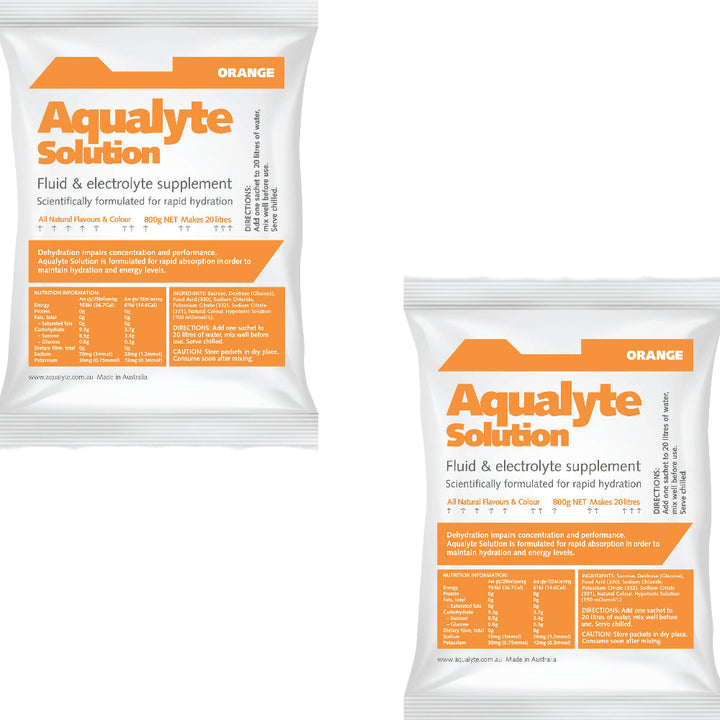 Box of 10 Maxisafe Aqualyte Electrolyte Powder Orange Flavoured Sachets 800g