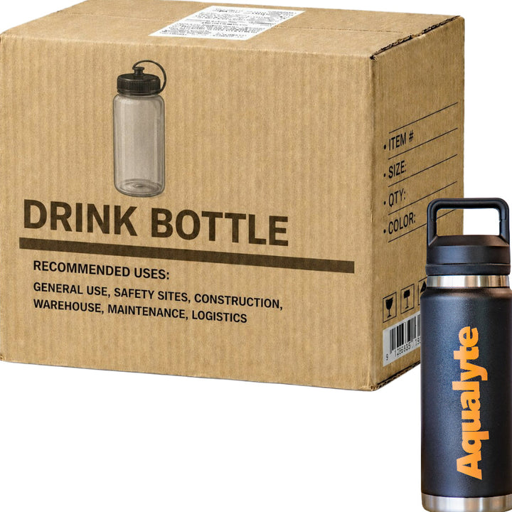 Carton of 5 Aqualyte Black Stainless Steel Drink Bottle 800ml